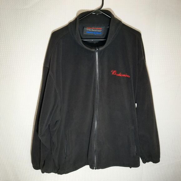 Budweiser Bud Light 3XL Fleece Jacket Mens Black Full Zip Promo Beer Logo China - Picture 1 of 5